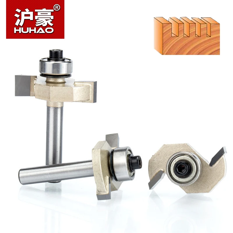 HUHAO 2pcs/lot 1/4&quot Rabbeting Bit With Bearings Woodworking Tool T Type Wood Milling Cutter Router Bits For | Инструменты