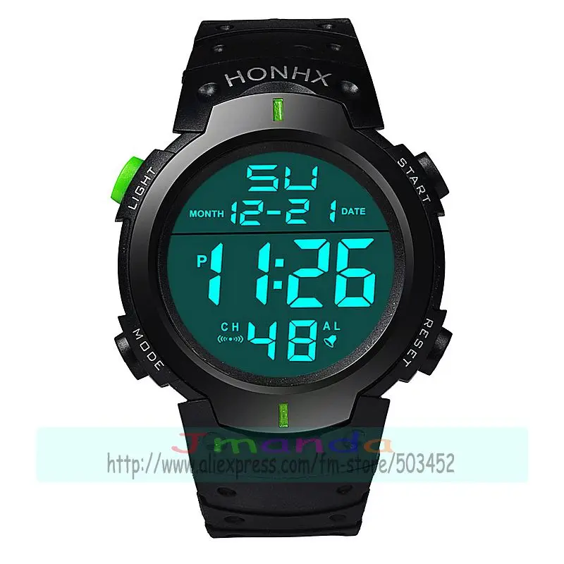 100 шт./лот, HONHX-9001-1, новые цифровые часы с большим круглым циферблатом для детей, горячая Распродажа, высококачественные силиконовые часы с черным ремешком