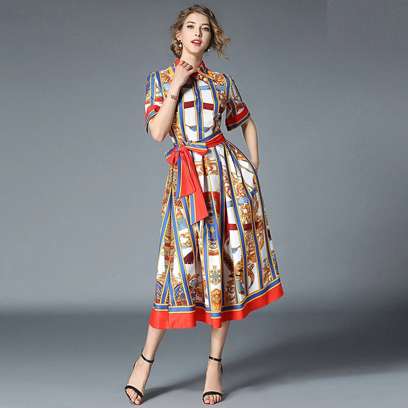 Женское платье рубашка с короткими рукавами воротником и цветочным принтом