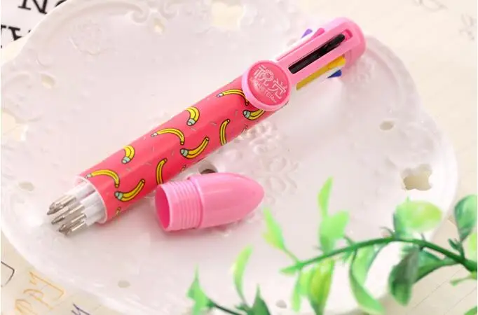 1 шт Kawaii Шариковая ручка «Мультяшки» мульти Цвет 8 в 1 шариковая ручка Корея стационарных фломастеры Офис Школьные принадлежности для живописи