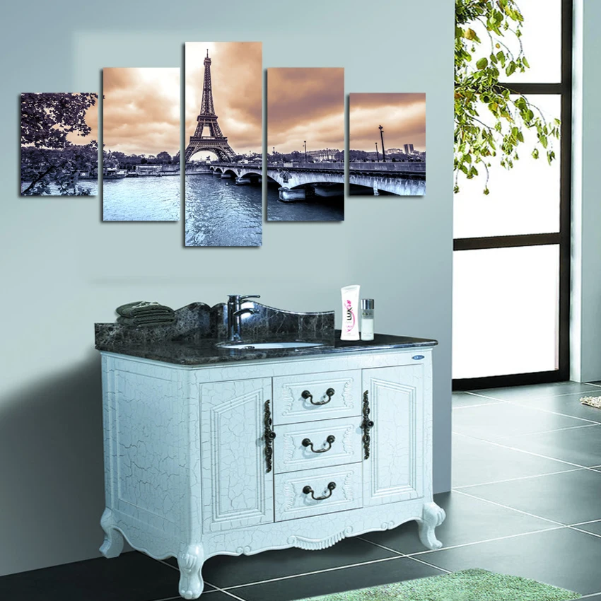 

HD 5 Piece Canvas Painting Paris Cityscape Eiffel Tower Canvas Painting For Living Room Decorations No Framed Prints And Posters