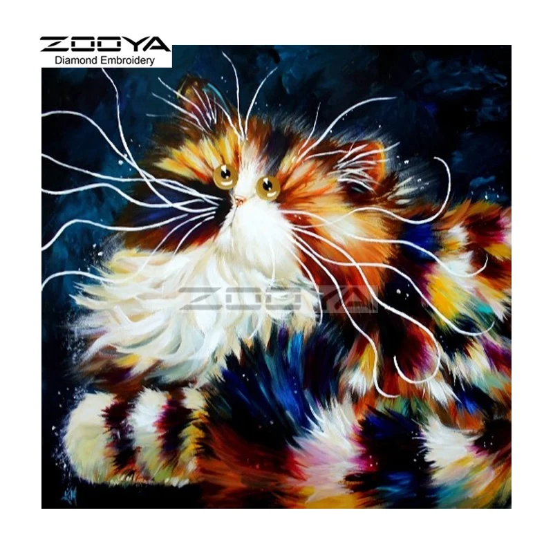 ZOOYA Алмазная вышивка DIY картина мультяшная цветная кошка крестиком украшение из