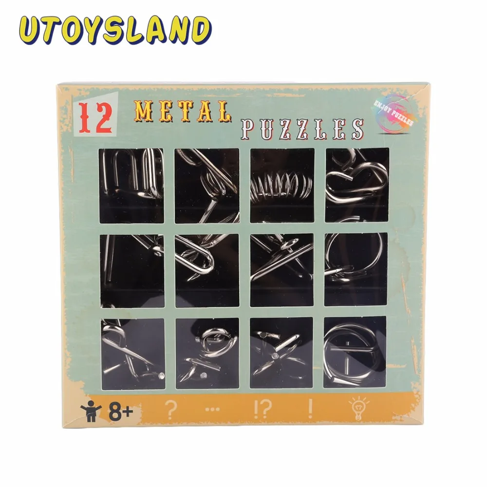 UTOYSLAND 12 шт./компл. металлических материалов головоломка Монтессори провода IQ ум головоломки для детей и взрослых анти-игрушки для снятия стресса