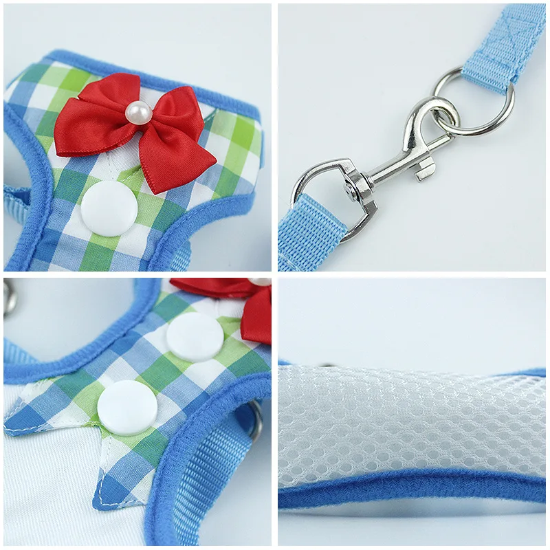 2019 New Pet Dog Harness Leash Set Clothes Vest for Small Medium Dogs Bow Tie Dress Plaid Puppy Chest Strap Products | Дом и сад