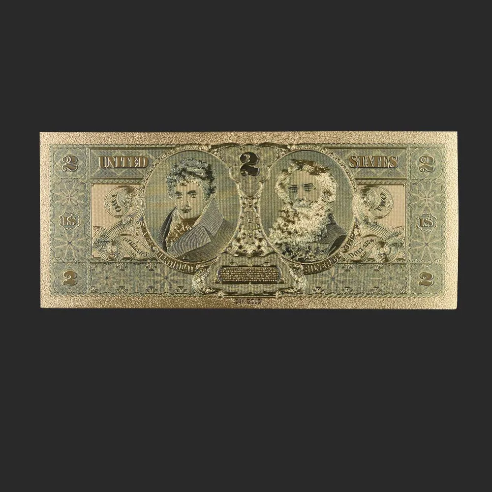 1896 мир Бумага деньги банкнот США 2 доллара Фольга банкнота Американский