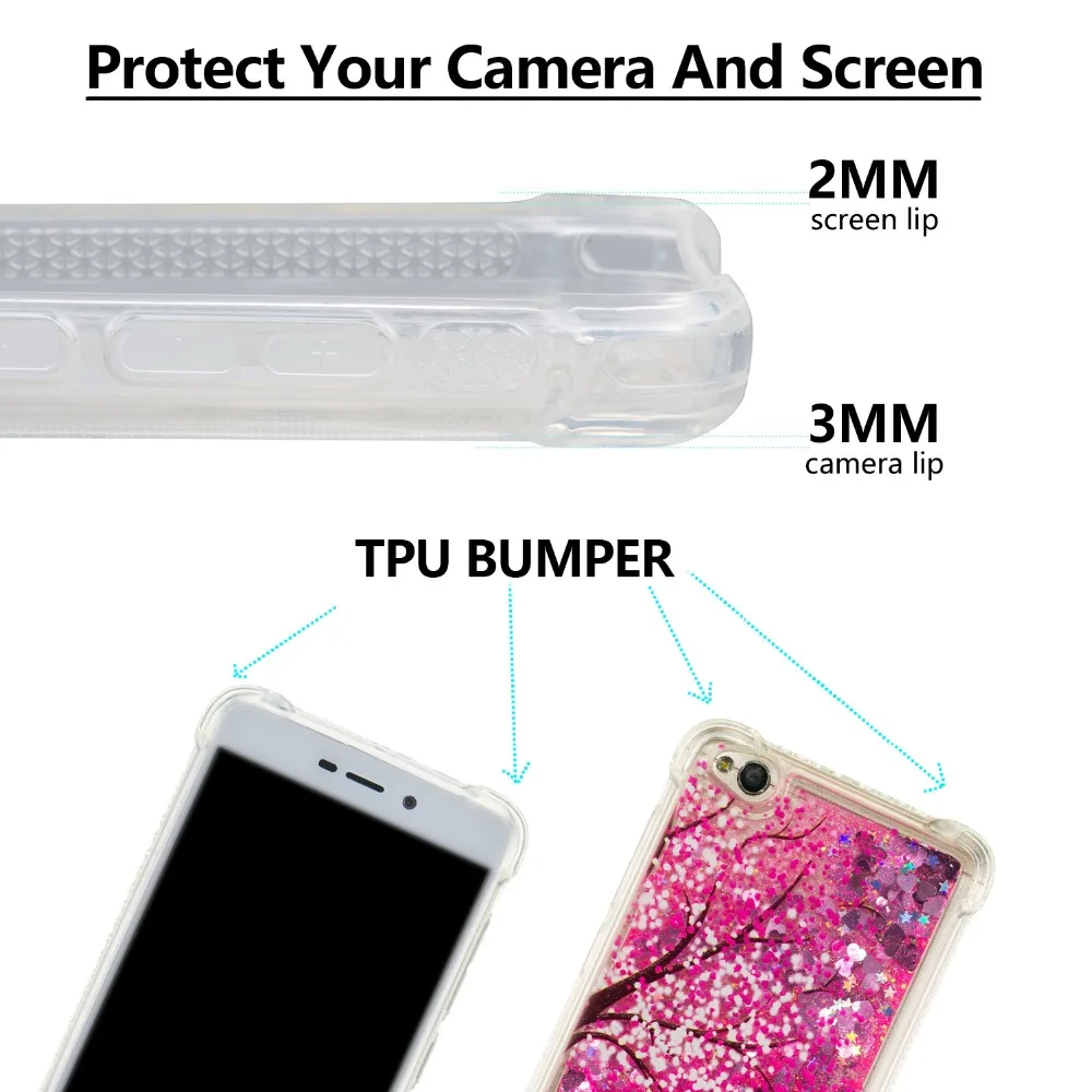 Soft TPU Flowing Liquid With Picture Protective Case For Xiaomi Redmi 4A Glitter Floating Quicksand Note 5A | Мобильные телефоны и