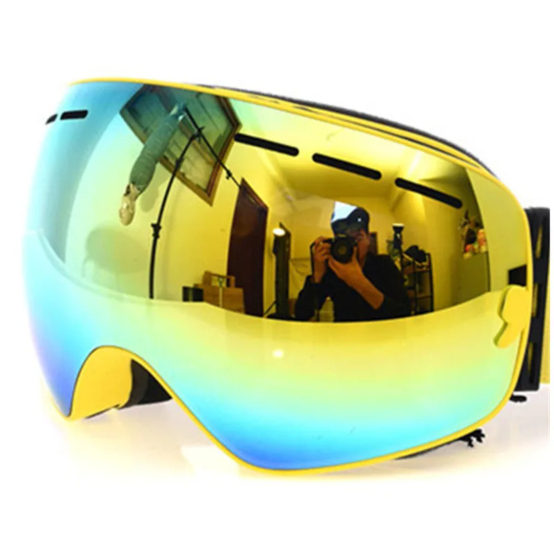 ski goggles yellow Лыжные очки, новые брендовые Профессиональные противотуманные двойные линзы UV400 большие сферические мужские и женские лыжные очки для катания на лыжах и сноуборде - Цвет: ski goggles yellow