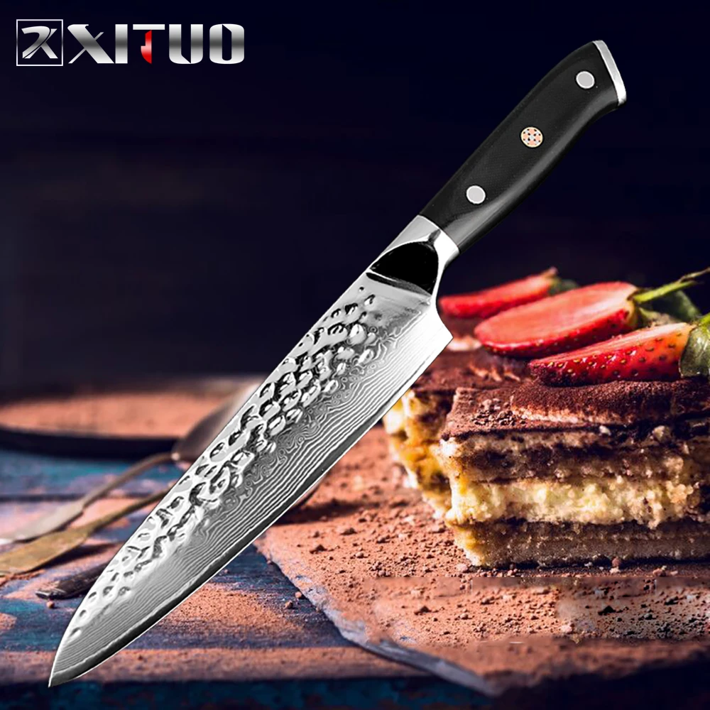 8inch chef knife XITUO шеф-повара Ножи Дамаск 67-слой Сталь Santoku Sharp возможностями антипригара мяса, рыбы овощи фрукты Пособия по кулинарии Кухня ножи - Цвет: 8inch chef knife