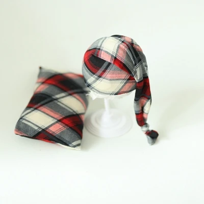 1hat 1pillow Новорожденные фотографии реквизит детские клетчатые палантины шапки и подушки милый мягкий набор Fotografia аксессуары Студия съемки реквизит для фотографий - Цвет: 1hat 1pillow