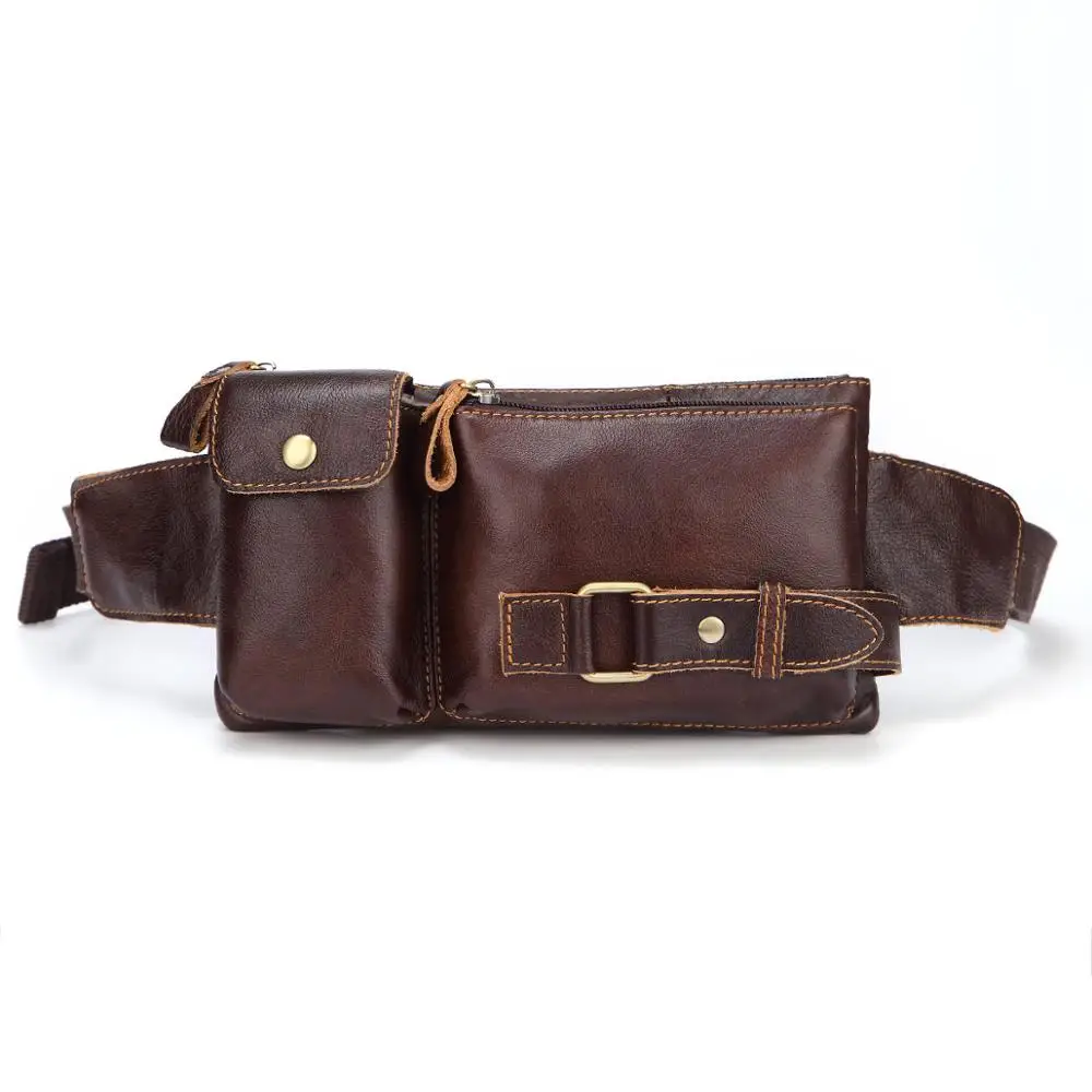 Модная Мужская поясная сумка через плечо из натуральной кожи повседневная