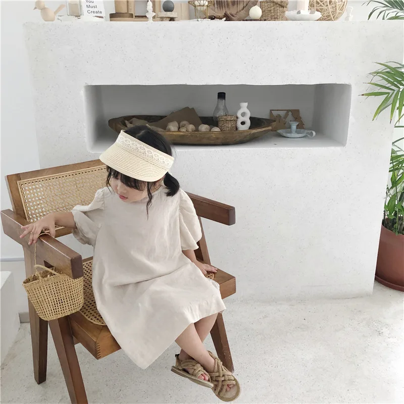 Корейский стиль модное хлопковое льняное свободное платье с большим бантом на