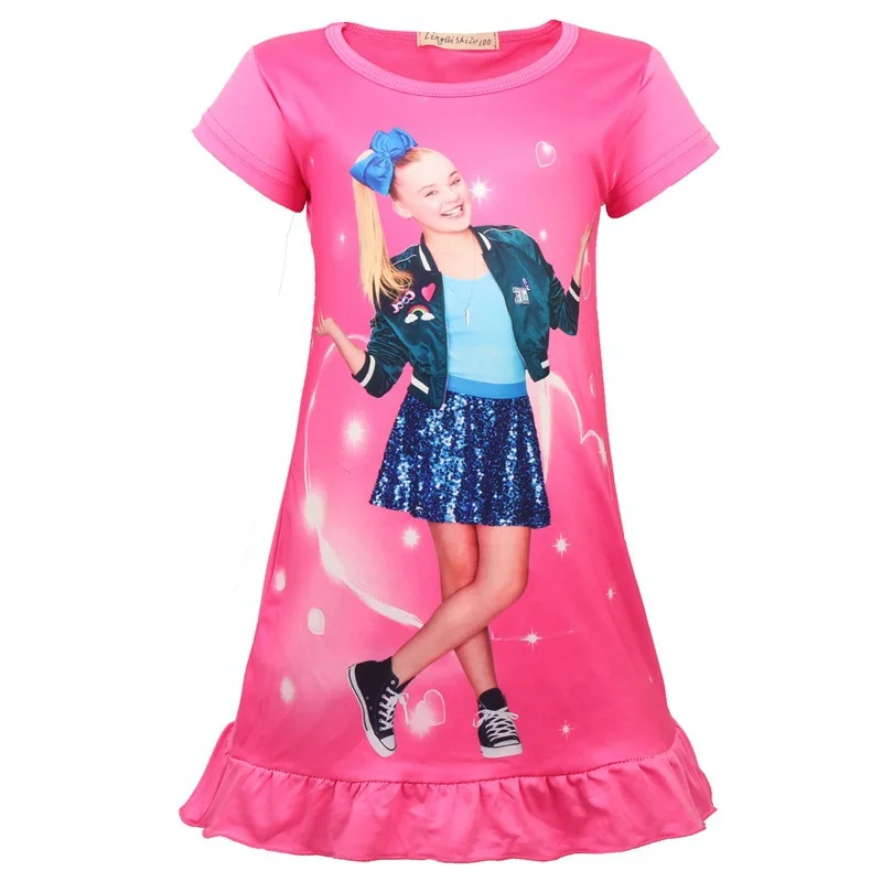 Red Jojo Siwa/Новые летние платья для девочек; платье для девочек; детская одежда; одежда для сна; платье принцессы на день рождения с бантом для волос; Радужная ночная рубашка; костюмы - Цвет: Red