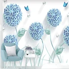 Настенная ткань на заказ, современные креативные фотообои с синим одуванчиком, фотообои для гостиной, спальни, домашний декор, настенные бумаги для стен 3 D