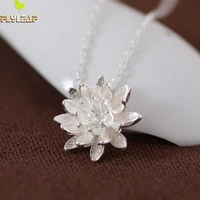 silver plated lotus flower necklaces pendants for women elegant short necklace fashion jewelry bijoux femme