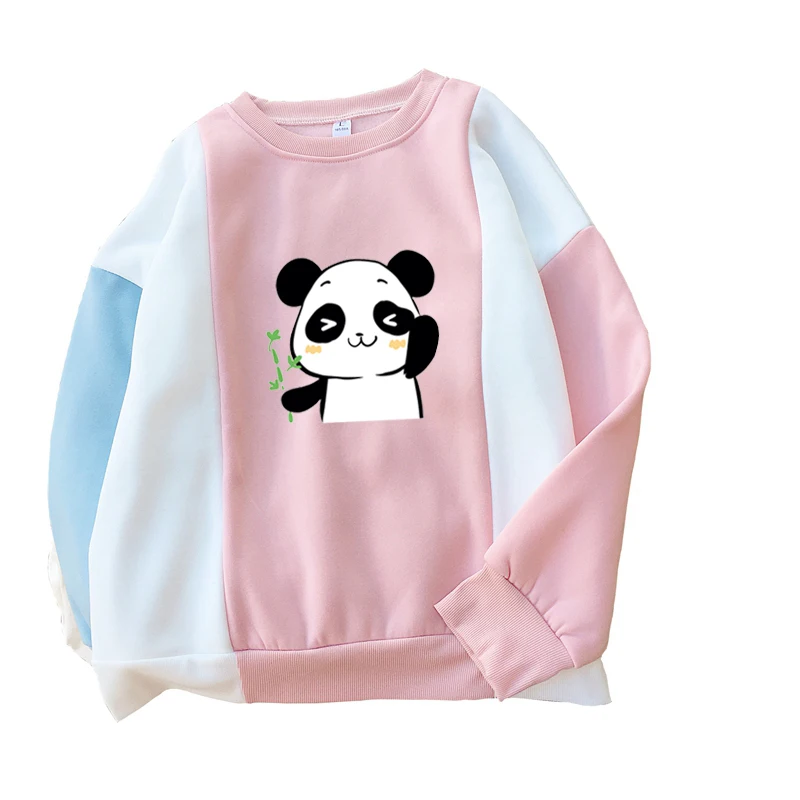 

Autumn Winter Warm Hoodies Sweatshirt Women Lovely Panda Sudadera Mujer 2018 Casual Harajuku Kawaii Cartoon Spell Color Pullover