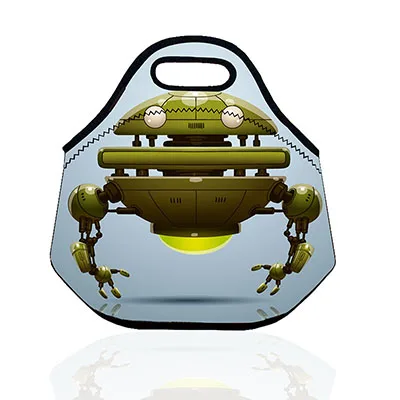 Robot Frog Красочный мультфильм бабочка неопрена путешествия пикника еды изолированный ланч Термоизолированный непромокаемый мешок Детская сумка - Цвет: Robot Frog