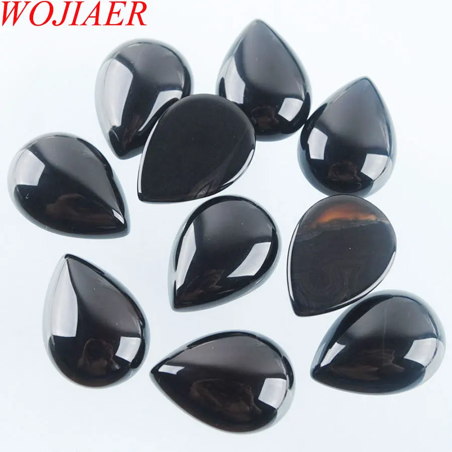 Black Agate PU3045 WOJIAER натуральный драгоценный Камень Каплевидный Кабошон не просверленное отверстие кабина 13x18x6 мм Изготовление ювелирных изделий 10 шт. PBU303 - Цвет: Black Agate PU3045