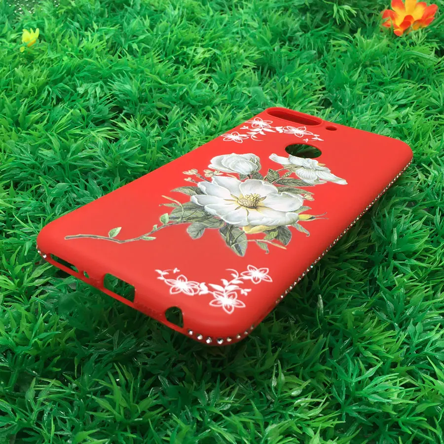 Новые чехлы со стразами для Huawei Y6 Pro Y7 Prime 2019 P30 Lite 3D Рельефный цветочный узор
