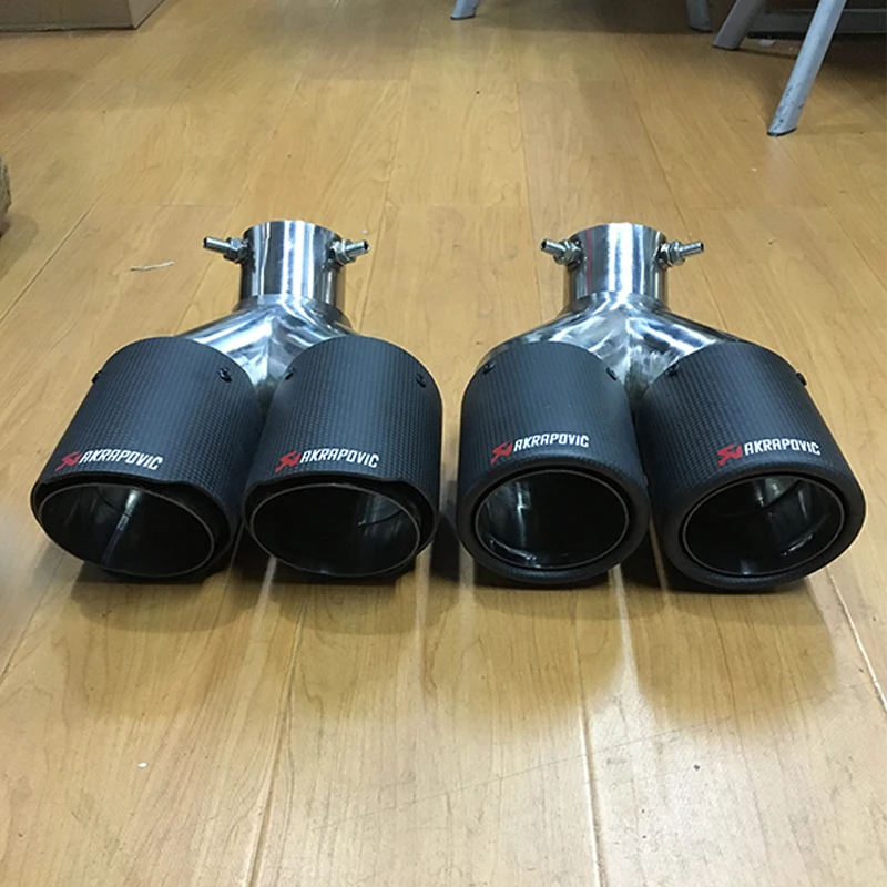 Изгиб двойной выход Akrapovic углеродное волокно выхлопные наконечники для