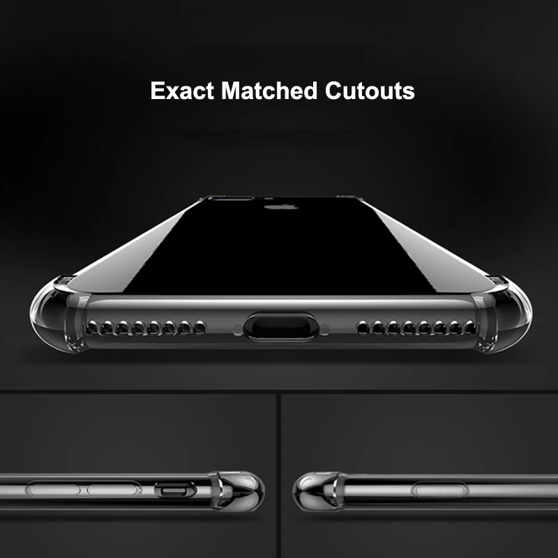 Прозрачный ТПУ чехол HD для iPhone 7 8 Plus чехлы с 360 защитой 2 слойный Мягкий