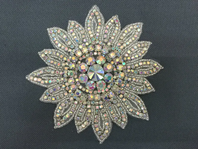 Серебряный цветочный свадебный пояс и для невесты с кристаллами аппликация