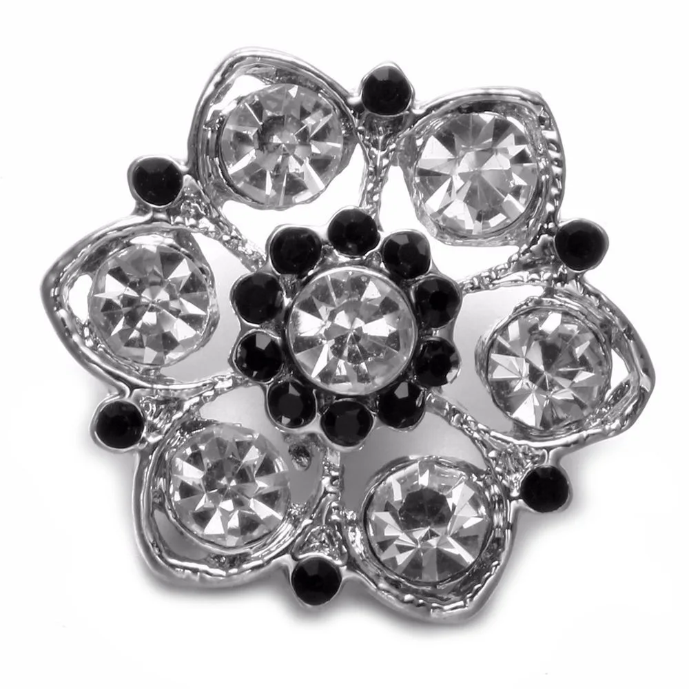 5 цветов цветок Форма со стразами Стиль металла Талисманы 18 мм кнопки украшения