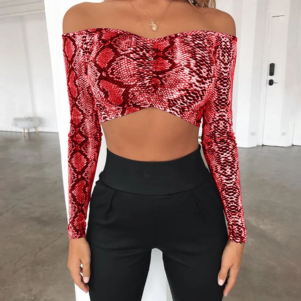 Женская рубашка с длинным рукавом змеиная Сексуальная облегающая Весенняя