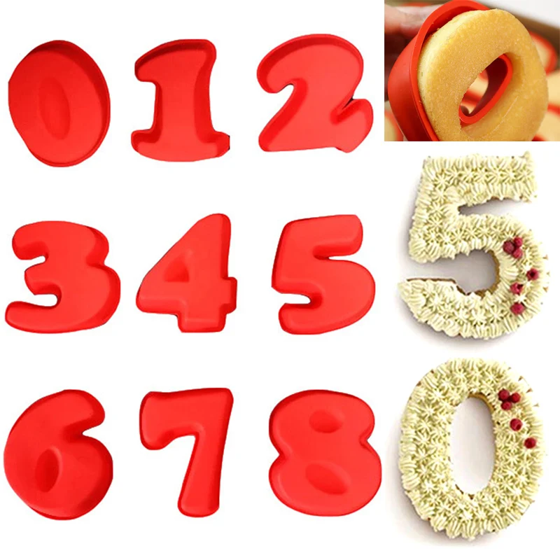 

10 Inch Large Silicone Number Molds 0-9 Arabic Number Cake Mold Baking Mold for Birthday Cake