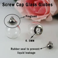 4pcs preglued screw cap glass globe pendant necklaces with rubber seal tiny glass globes glass vial pendant diy finding