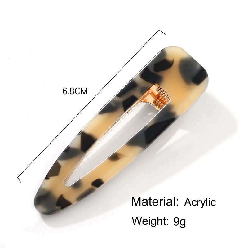 Женская акриловая заколка для волос простая с блестками по бокам|Украшения