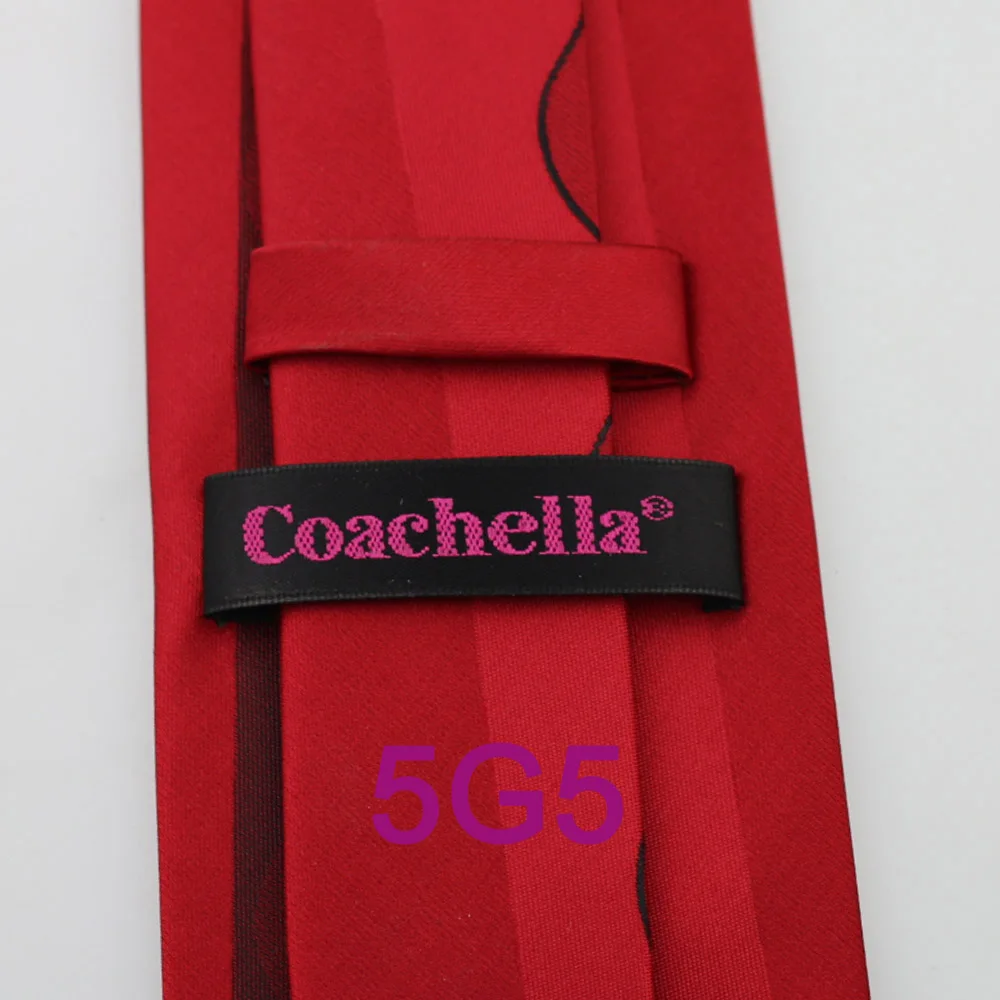 Мужской галстук Coachella красного двухцветного черного цвета в полоску S из