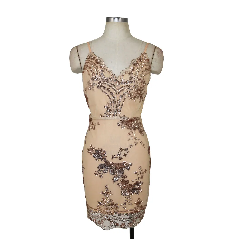 Наивный блеск женское Сетчатое платье с золотыми и черными пайетками