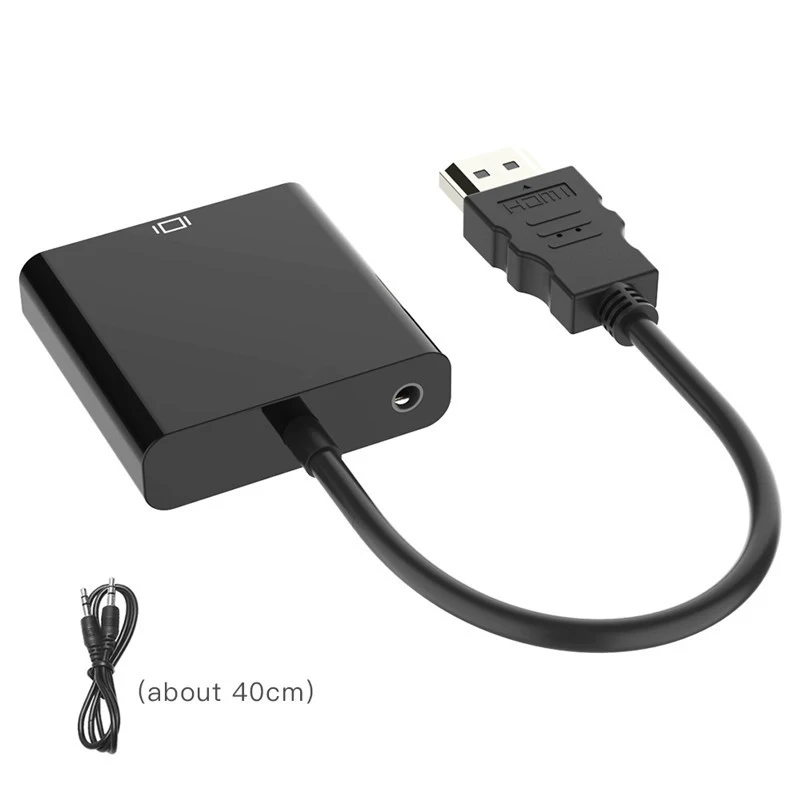 With Audio Adapter Full HD 1080P HDMI к VGA адаптер цифро-аналоговый преобразователь кабель для Xbox PS4 ПК ноутбук ТВ коробка к проектору дисплей HD tv - Цвет: With Audio Adapter