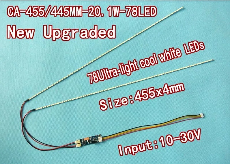 

Free shipping10pcs 20.1'' W 455mm Adjustable brightness led backlight strip kit,Update 20.1inch wide LCD CCFL to LED backlight