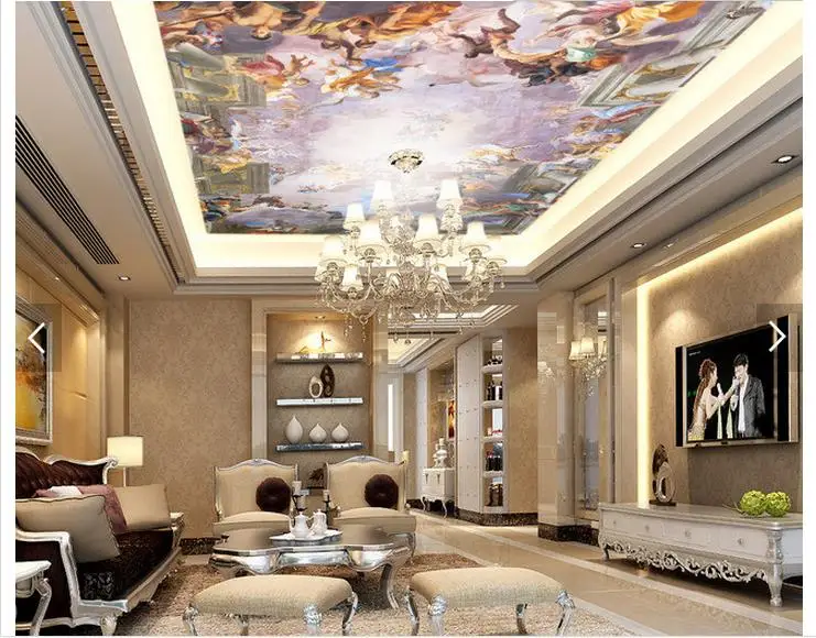 

Пользовательские 3d фото обои 3d потолочные обои фрески небесные пейзажи Европейский стиль Зенит потолок 3d обои для комнаты