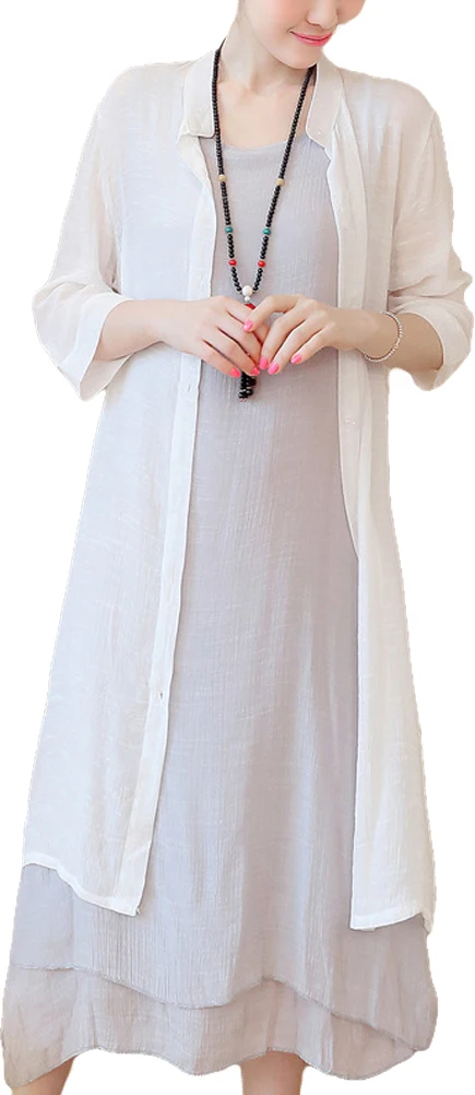 Linin Women Dress 2017 Spring Vintage Cotton Linen Casual Loose Long Dresses | Женская одежда