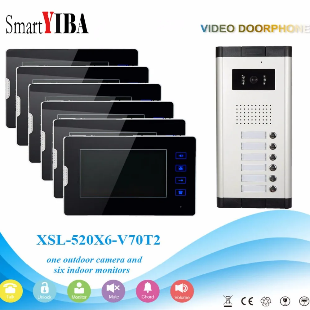 Интерком SmartYIBA для квартиры 6 устройств видеодомофон из алюминиевого сплава
