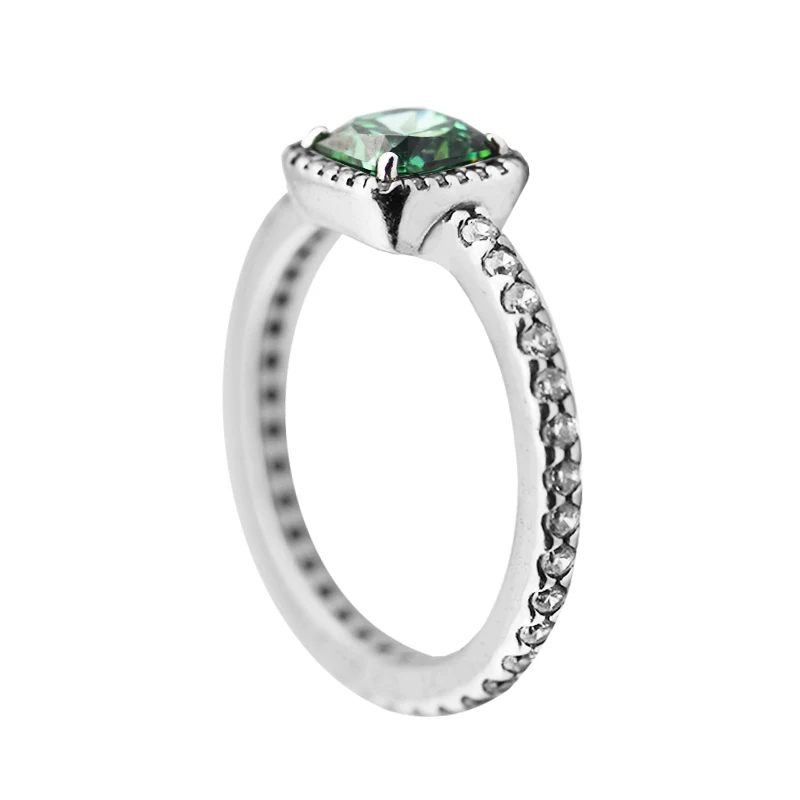 

Timeless Elegance Rings with Green & Clear CZ 100% Authentic 925 Sterling-Silver-Jewelry Free Shipping