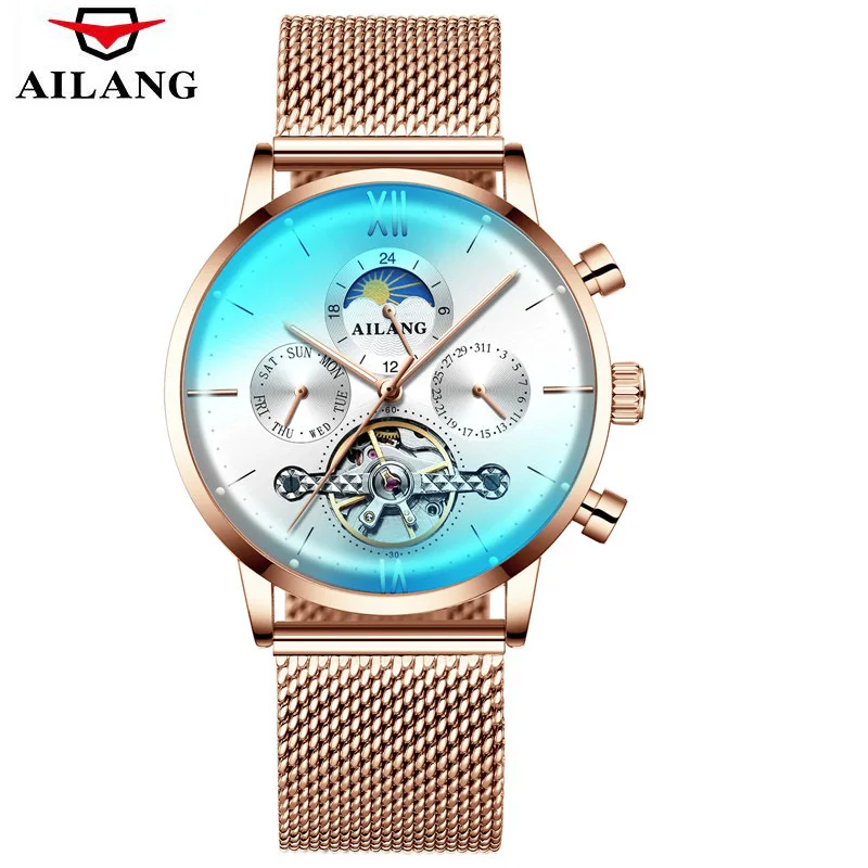 AILANG роскошные механические часы мужские автоматические наручные с скелетом