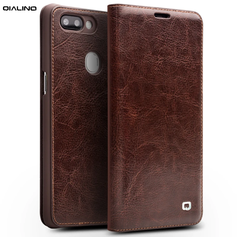 Роскошный чехол QIALINO из натуральной кожи для телефона OPPO R15 ручной работы с полной