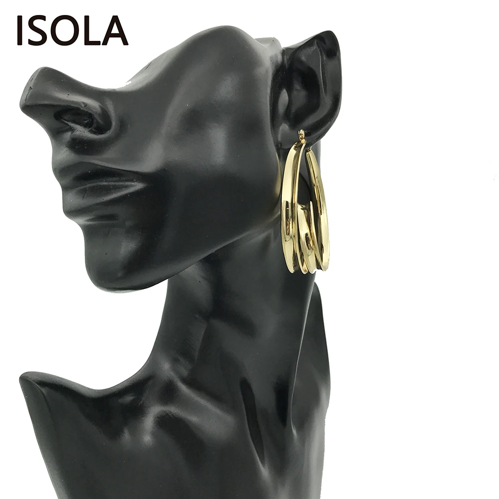 Висячие серьги ISOLA высокое качество полые закрученные цинковый сплав эффектные