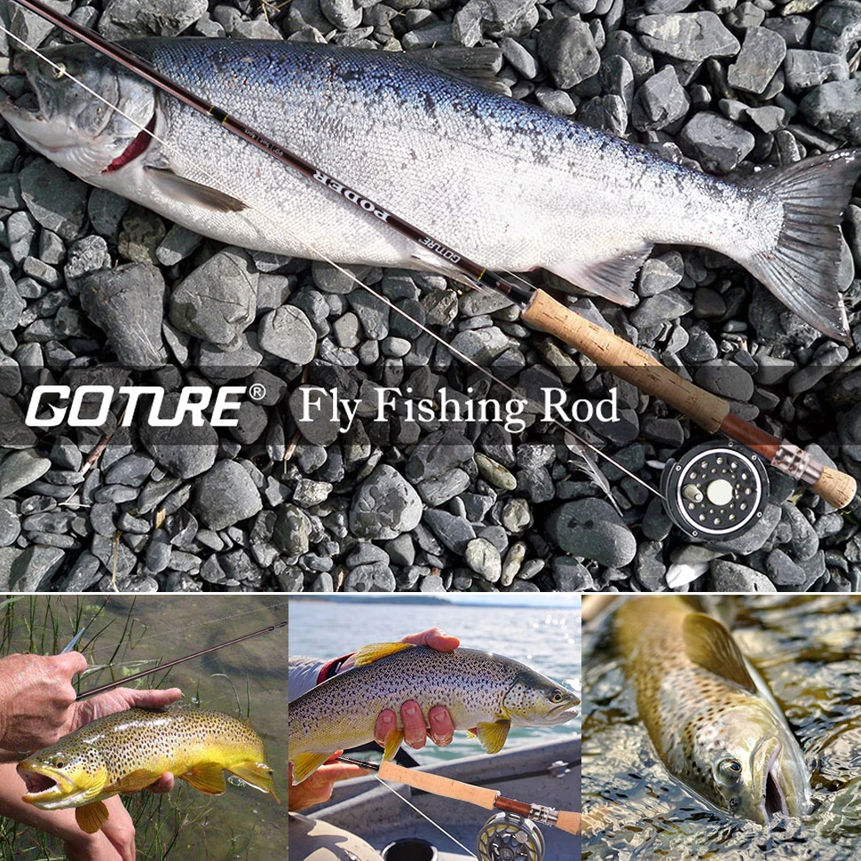 Goture PODER Fly Удочка 4 шт. 9ft 30 + 36 T карбоновые удилища твёрдый хромированный