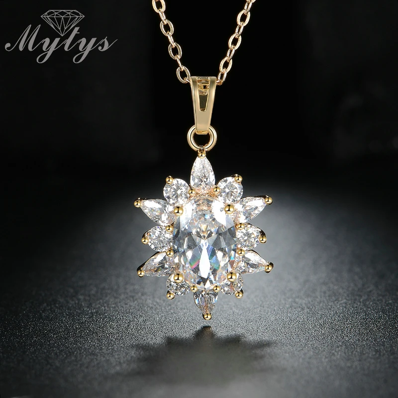 Ожерелье с подвеской в виде цветка кристаллами Mytys для женщин новый дизайн
