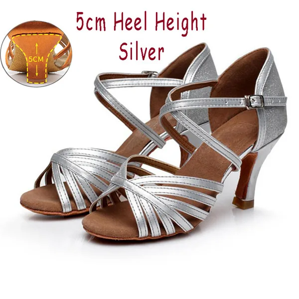 Silver 5cm Heel Профессиональная женская обувь для танцев сальсы; Цвет серебристый, золотой; скидка; обувь для латинских танцев; популярная пикантная обувь для сальсы; женская обувь на каблуке 5 см/7 см - Цвет: Silver 5cm Heel