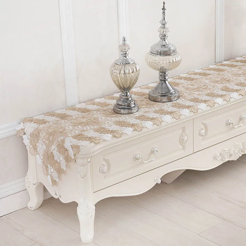 Newest Design Floral Embroidered Lace Table Runner French Romantic Tablecloth Hotel Decoration | Дом и сад