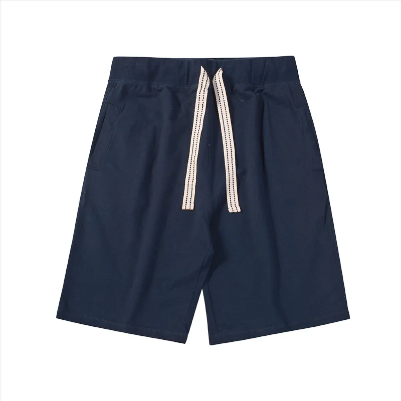 navy blue Хлопок 280 Шорты повседневные шорты Для мужчин летние новые сплошной цвет пляжные шорты мужские короткие брюки больших размеров штаны 6 видов цветов - Цвет: navy blue