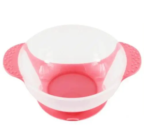 pink bowl Посуда для кормления детей, детская Тарелка на присоске, миска для малышей, детская крышка для кормления, тренировочная миска с ложкой, Обучающие блюда - Цвет: pink bowl