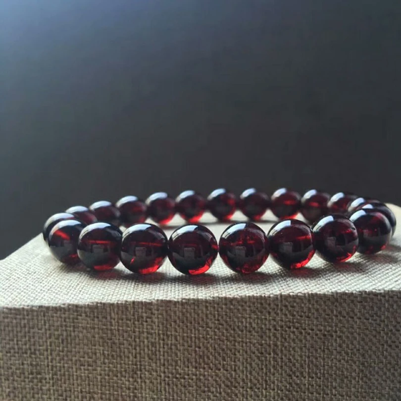 Камень по месяцу рождения натуральный гранатовый браслет женский винно красный