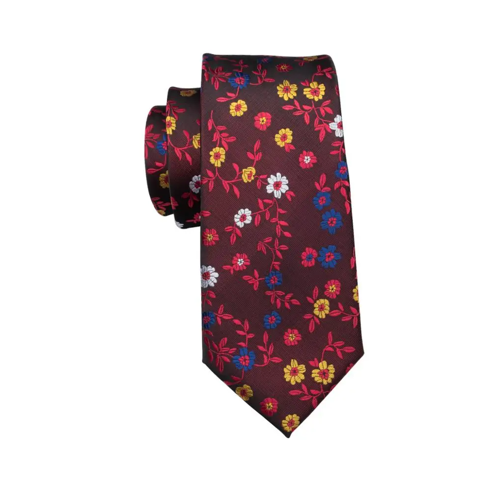 C 1744 Hi Tie Мужские галстуки 2017 Новый дизайн с красным цветочным узором для мужчин