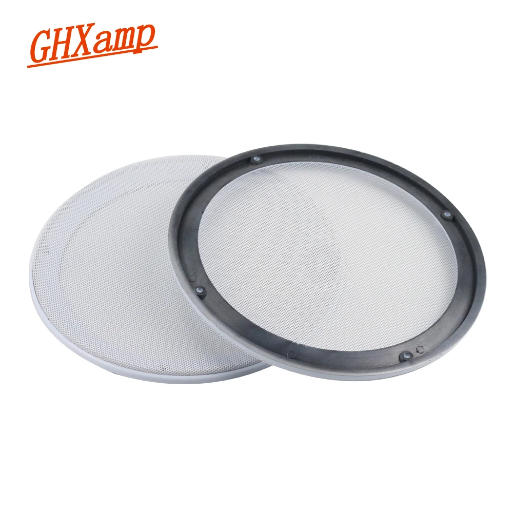 

GHXAMP 2PCS 8 inch White Car Speaker Grill Mesh Enclosure Net Protective Cover Subwoofer DIY High-grade modified Loudspeaker ABS